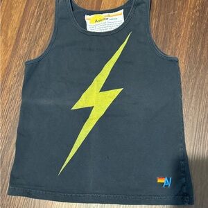 Aviator nation black tank with yellow bolt